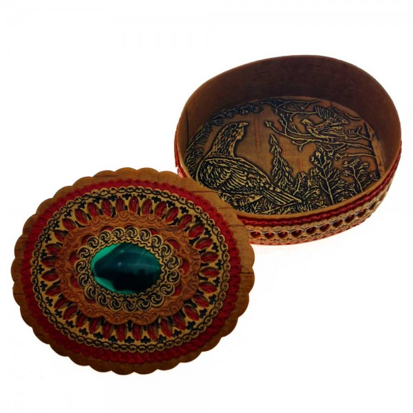 Casket medium oval with a red center - large malachite