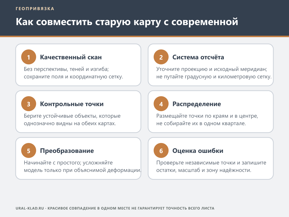 Этапы геопривязки старой карты по контрольным точкам