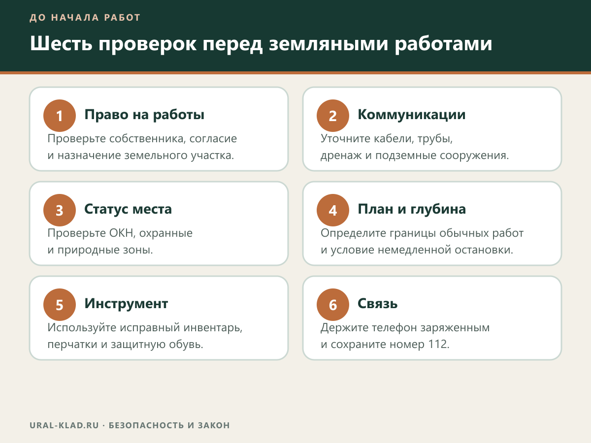 Шесть проверок перед земляными работами